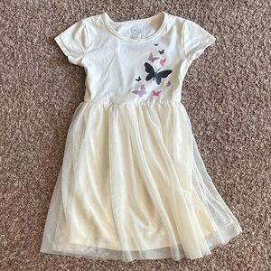 Charming Cream Butterfly Girls Dress